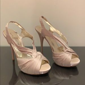 Kate Preston McKenna Taupe SatinPatent Heel
